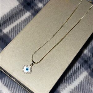 Gold Evil Eye clover Pendant Necklace